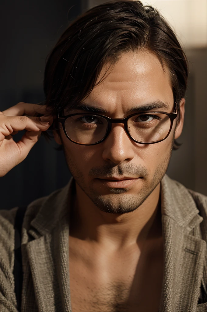Create an image of a man wearing glasses for my optics
