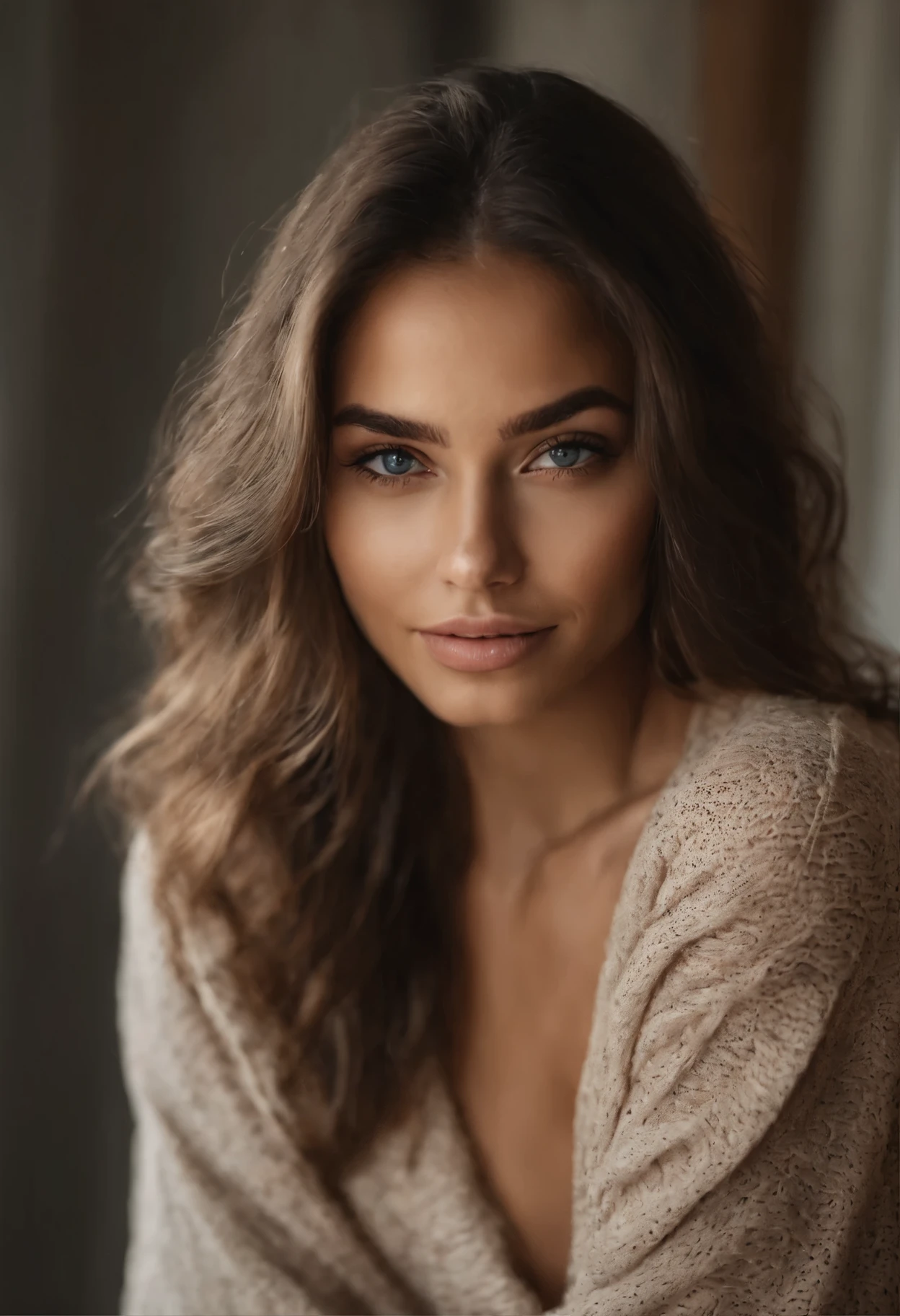 Femme latina aux yeux verts, Portrait de Sophie Mudd, cheveux bruns et grands yeux, Selfie d'une jeune femme, sans maquillage, maquillage naturel, regarde directement la caméra, Visage avec Artgram, Maquillage subtil, Superbe photo du corps entier, Yeux verts perçants, Bel angle, pose attrayante, fille mignonne, pose sexy, Image du corps entier, corps entier, Prise de vue du corps entier, Brown Goddess, high detail, pose satisfaite