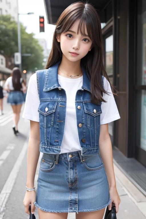 Cute Girls、high school girl、Denim mini skirt