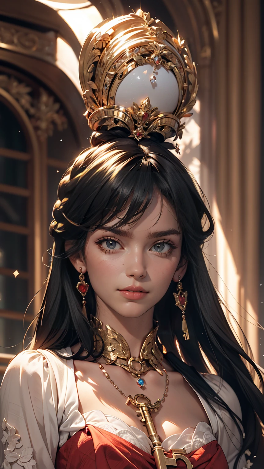 (Surreal), (shape), (Increased resolution), (8k), (Very detailed), (Best shape), (Beautiful and detailed), (highest quality), (Very detailed), (masterpiece ), ( wallpaper), (Detailed face), alone, 1 girl, Looking at the audience, The finer details, Detailed face, In the Dark, Deep Shadow, Inconspicuous key, Pure erotic face ace_v1, smile, Long Hair, Black shawl Straight hair , 46 point diagonal bangs
