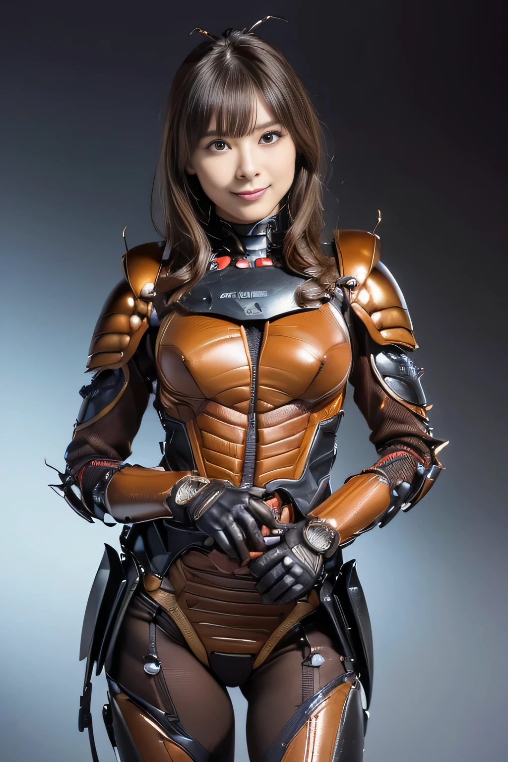 (high resolution,masterpiece,best quality,extremely detailed CG, anime, official art:1.4), realistic, photo, amazing fine details, all intricate, gloss and shiny,awesome many layers, 8k wall paper, 3d, sketch, kawaii, illustration,( solo:1.4), perfect female proportion,villainess, (fusion of dark brown cockroach and lady:1.4), (brown cockroach form lady:1.2), (brown cockroach lady:1.2), (fusion:1.2), (solo:1.4), (evil smile:1.2), muscular, abs, (cockroach brown exoskeleton bio insect suit:1.4), (cockroach brown exoskeleton bio insect armor:1.2), (brown transparency cockroach wing:1.4), (brown cockroach antennae:1.3),