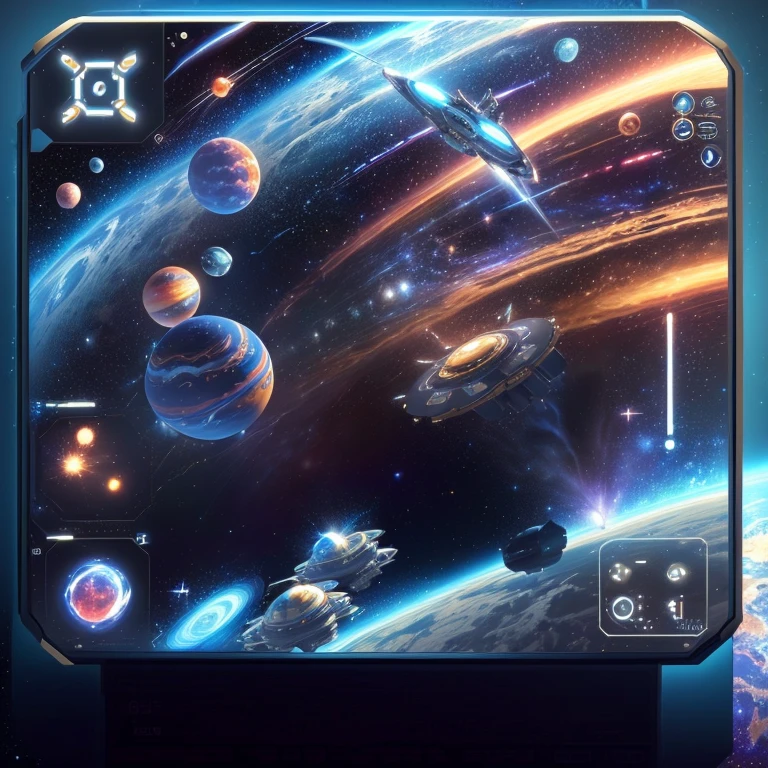 there is a picture of a clock with a picture of planets on it, 3 d icon for mobile game, galaxy theme, space theme, mobile game style, amazing splashscreen artwork, sci - fi theme, game icon stylized, amazing wallpaper, realistic space, sci-fi space game art, space themed, space art, space art concept, mobile game art