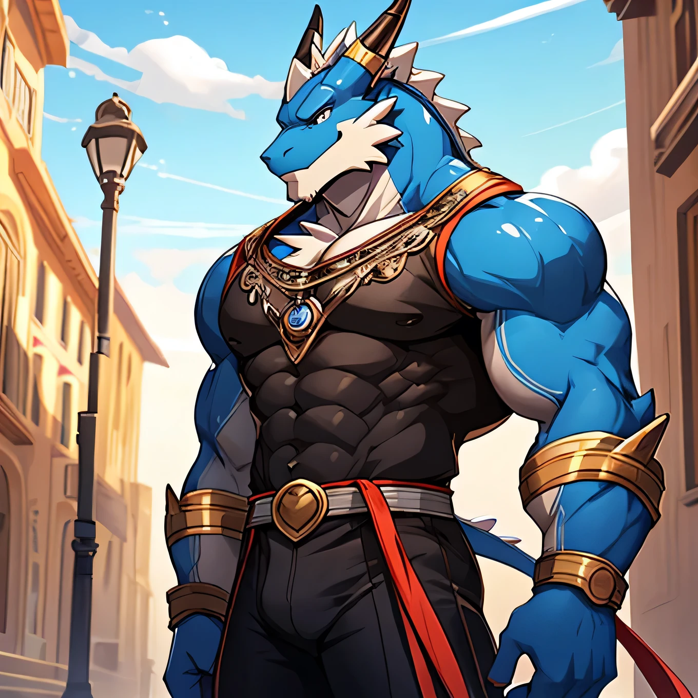 Muscular Macho vestments Blue Dragon Handsome Arm muscle bodysuit