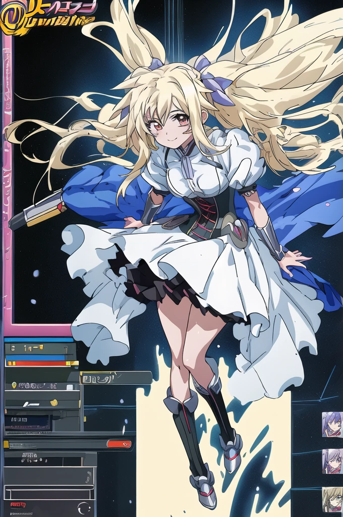 Big breasted anime girl, (corset dress: 1.2), (stockings), (Big smile), (whole body), (people々focus on), (Long white hair), (View from above), (Hair on one eye),Enchanting anime girl, Best anime 4K Kona-chan wallpapers, Attractive anime girl, 4k anime wallpaper, 4K Manga Wallpaper, Detailed digital anime art, Anime Best Girls, Beautiful Anime Girls, cyber punk, Detailed anime artwork, Beautiful and attractive anime women