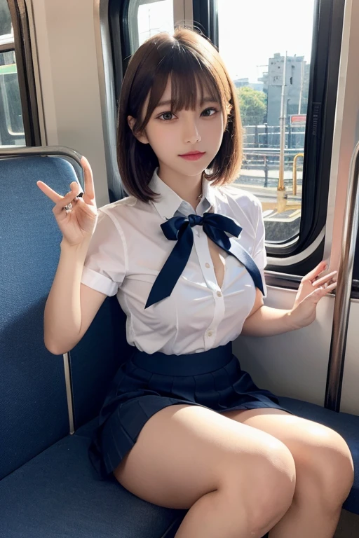 japanese girls、18yo girl、ple short hair、Blond Hair、bangs、BROWN EYES、Perfect figure、Sense of transparency、luster、glosodest chest、School Uniforms、Navy blue ribbon、Light blue shirt、Navy blue skirt、Guangyue、Burning body、hposing Gravure Idol、On the train、Beautiful feet、Strong sunlight、Nasty、Rain-drenched body、wet、actress、hposing Gravure Idol、Nogizaka Idol、korean idol