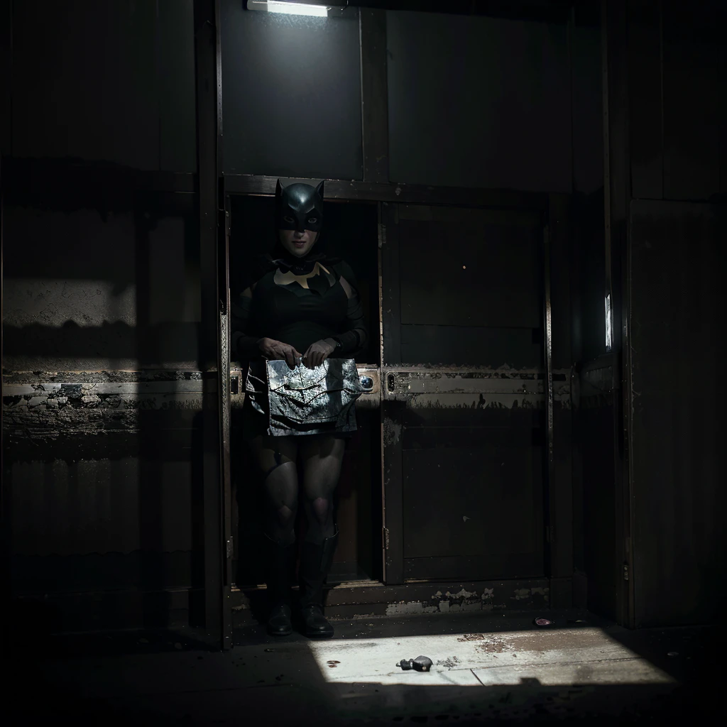 batman swinging in to stop bank robbery,sexy french maids as robbers,hostages killed,bloody bank,batman confronting robbers,dark and gritty atmosphere,chiaroscuro lighting,high contrast,ultra detailed,8k resolution,cinematic composition,dramatic camera angles,realistic textures,moody color palette,strong shadows and highlights,photorealistic,hyper realistic,masterpiece