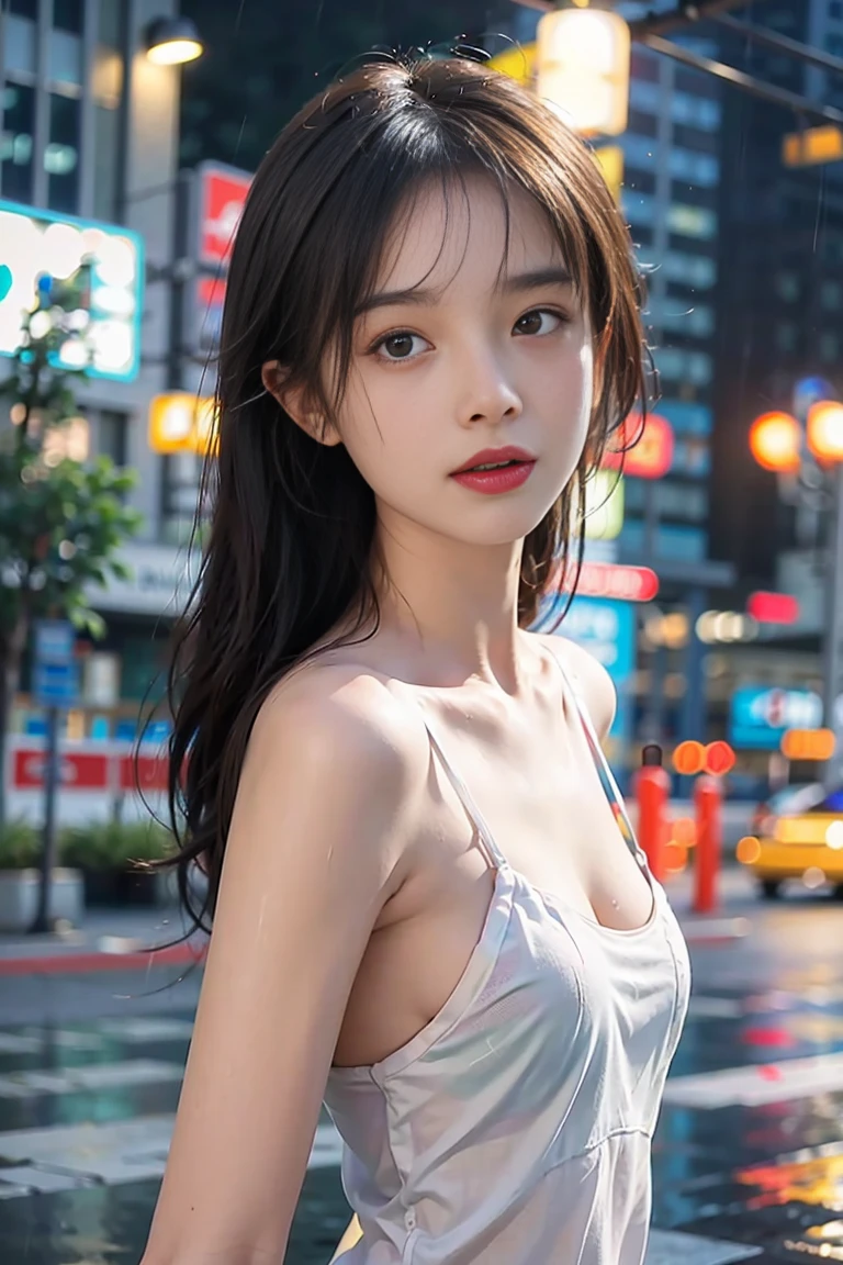 mix4,(8k, RAW photo, best quality, master:1.2), (realistic, photo-realistic:1.37),1girl,cute,cityscape,saigon 1990, night,rain,wet,professional lighting,photon mapping,radiosity,physically-based rendering , (no clothes), (naked), (naked body), (sexy body), (upper body shot)