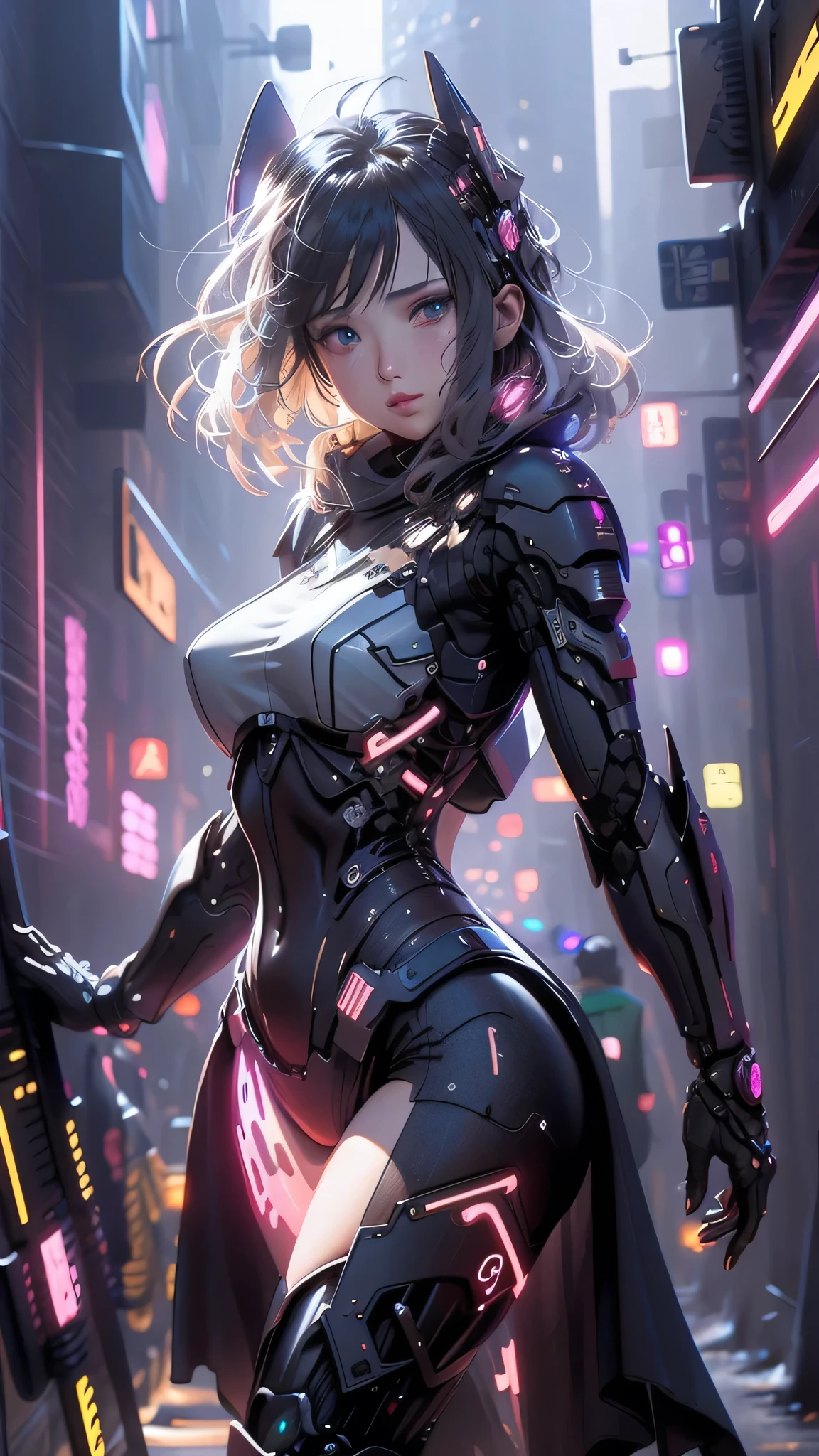 wallpaper anime, special effect, high resolution, best quality, science_fiction, city, realistic, high resolution, 4k , cybersklull armor, potrait art, close up
