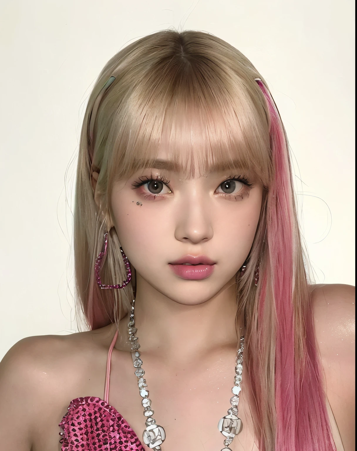 Arafe girl with pink hair and wearing a pink dress taking a picture., Larisa Manoval, Larissa Manoban of Blackpink, Retrato de Josh de Blackpink, Blackpink's Roseanne Park, Josh de Blackpink, Double-tailed pink head and turquoise eyes, Your face is like an orchid, sun yunjoo, BLACKPINK's Index, Jinyoung Shin