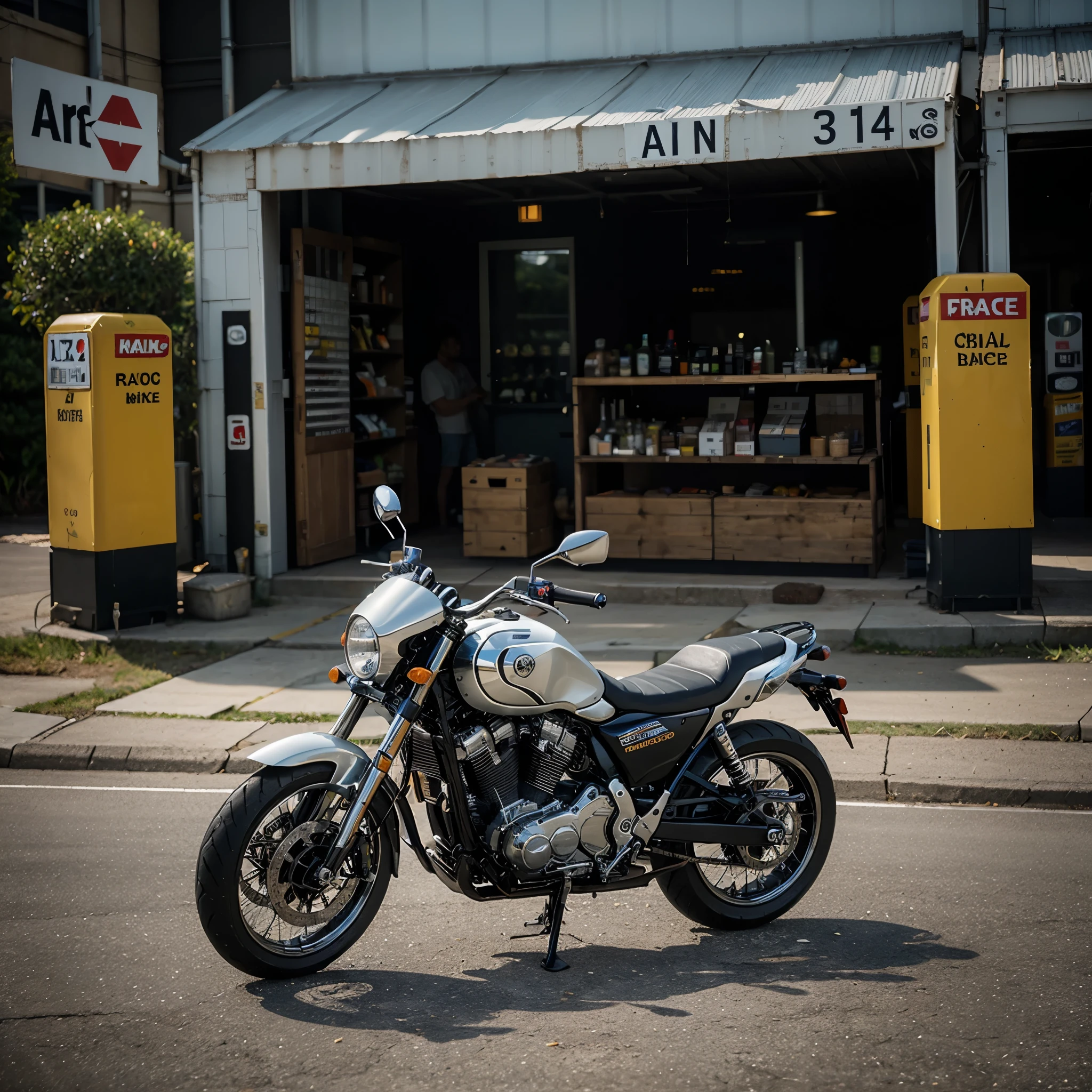 Motorcycle matic very nice racing look ,drak colour with small shiny colour 