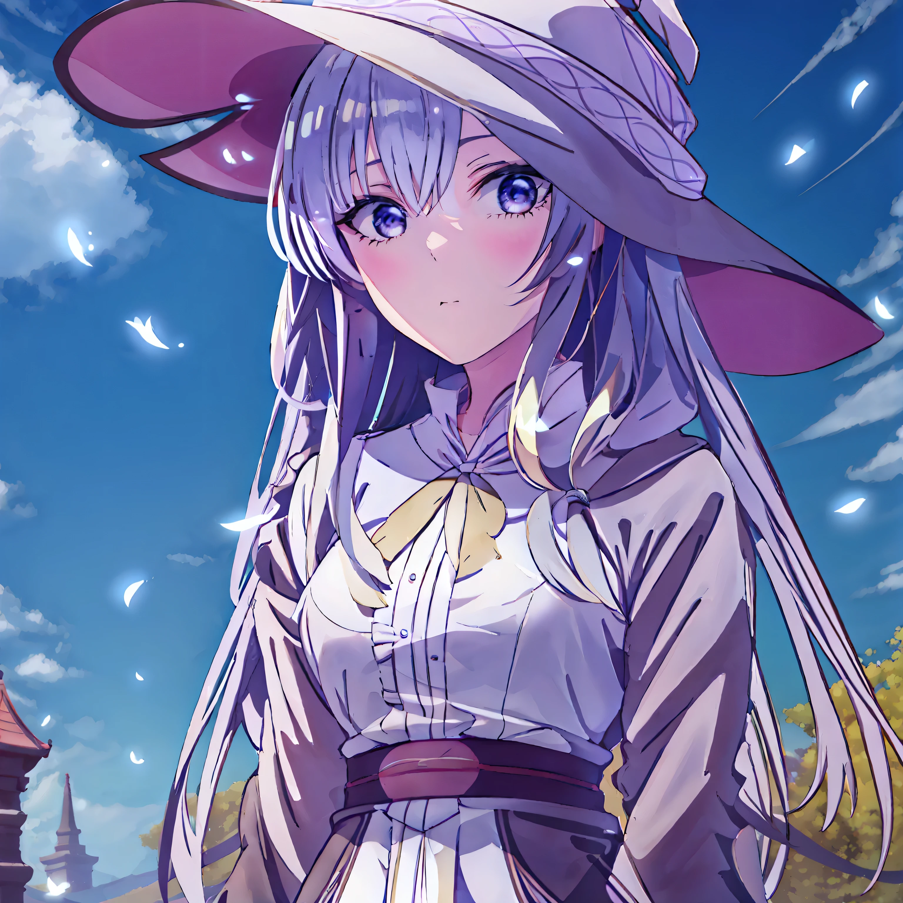 Anime girl with long hair wearing a hat and dress - SeaArt AI