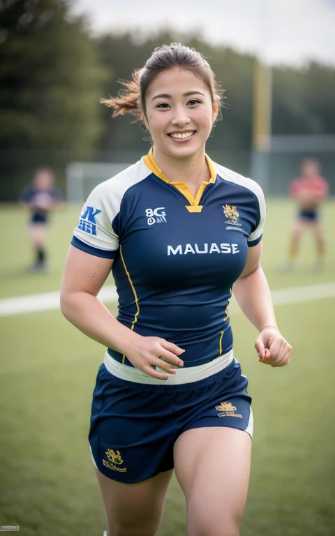 ((highest quality, 8k, masterpiece: 1.3)), Rugby Women, Japanese women, bikini, muscle, Rugby field, Hasselblad Camera, RAW Photos, (Genuine: 1.3), (Beautiful and attractive: 1.4), smile