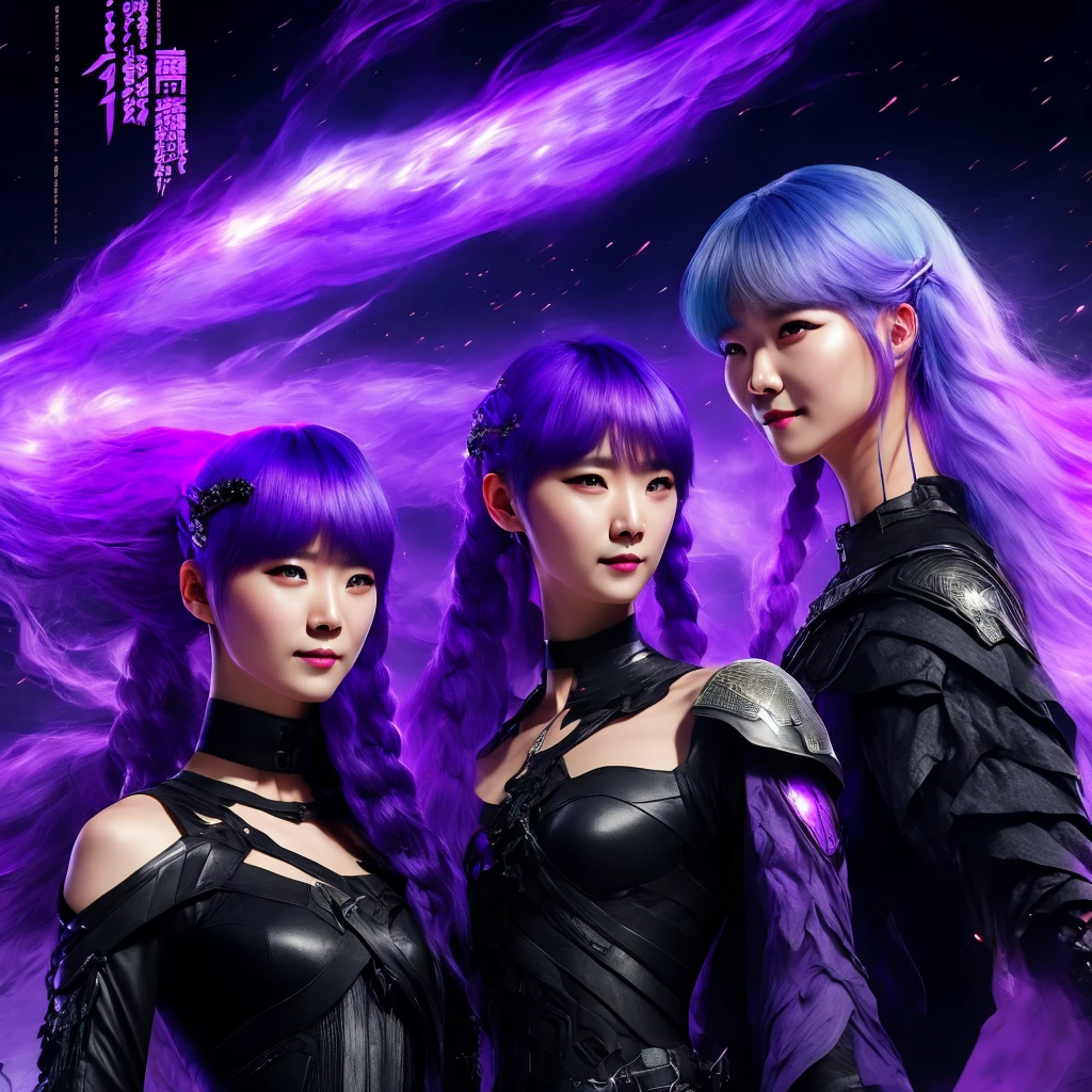 1ztsww1、Movie Posters、Inji、A happy couple is holding hands and gazing at each other、highest quality、Masterpiece、Official Art、16K、Super detailedな目、Super detailed、The best composition、Award-winning works、cyber punk、1 girl、solo、Purple Eyes、Long Hair、Twin braids、The top of the head is milky white, and the hair goes down to purple gradation.、Multicolored Hair、Elbow Handbags、bangs、非常にLong Hair、Bare shoulders、Black Skirt、Gray Hair、dress、smile、Side cut-outs、Covered navel、Cut out the side、Vehicles of the Future、The speed of the vehicle、Purple light afterimage after running、