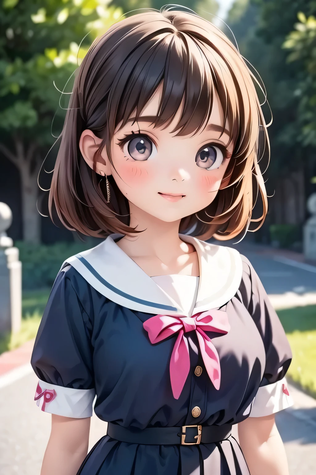 highest quality、High resolution、Detailed Background、(Beautiful face in every detail:1.4)、Anatomically correct、(Detailed facial expressions)、(Detailed eyes:1.2)、Teenage beauty、(Highly detailed face:1.4)、(Huge breasts:1.2)、Light color hair、Bobcut、ponytail、Braided long hair、well-groomed eyebrows、Perfect body line、A big smile、(Retro style street and girl:1.5)、Clean atmosphere、A picturesque scene、
Use a blouse with a sailor collar and frills、Pleated or flared skirts are recommended.、Matching accessories with frills will create a unified look.、Sailor blouses and skirts in pastel colors、Pink or Blue、The gentle colors such as lavender are cute.、Pair with white items for a clean look、cute