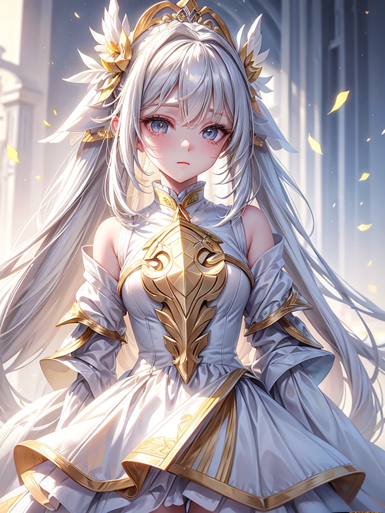 Young and beautiful woman, Cosmos,very_length_hair, One person, Cosmos, alone, white_armor,Highest quality, Ultra-high resolution,Tokyo Fashion,