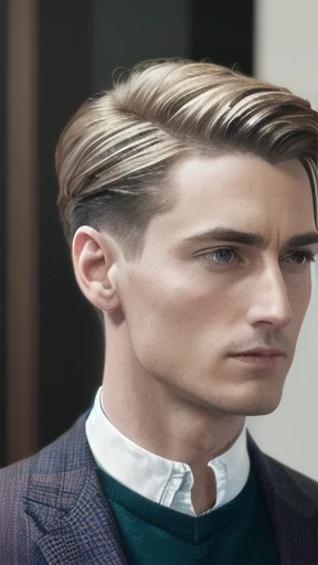 a perfect a jodie masculine man short hair, focus on the character's face.