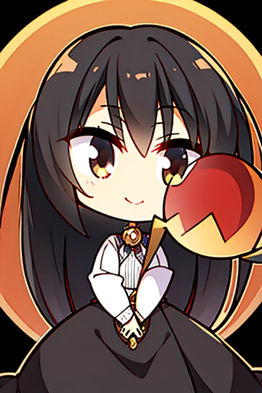 A black haired woman with brown eyes in an hourglass figure is smiling in front of a full moon