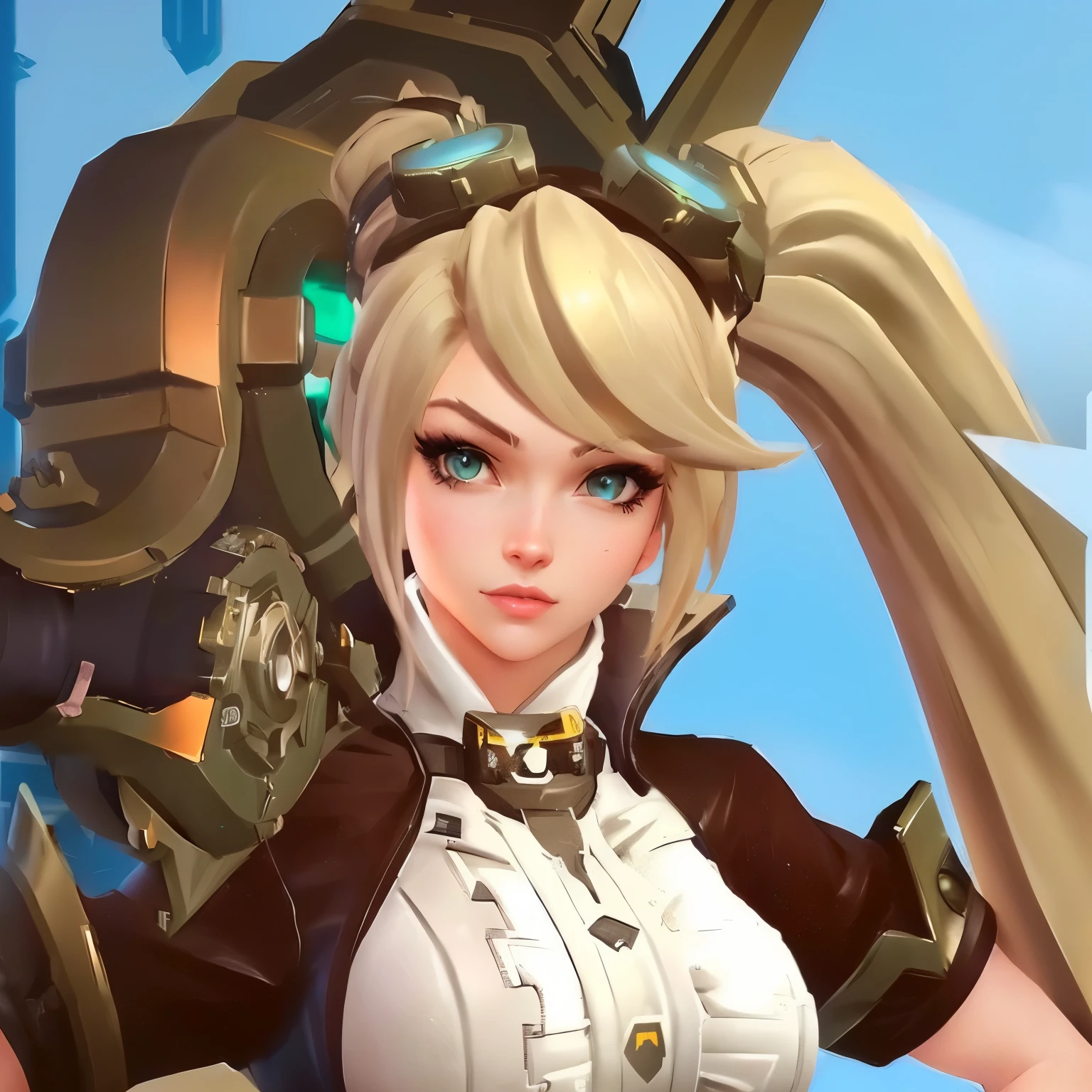 inspired from power puff girl a close up of a woman with a large gun in a game, lovely brigitte from overwatch, brigitte from overwatch, mechanized valkyrie girl, overwatch skin, from overwatch, overwatch style, extremely detailed artgerm, overwatch character, artgerm and atey ghailan, kda, artgerm detailed, style artgerm, close up character, overwatch game
