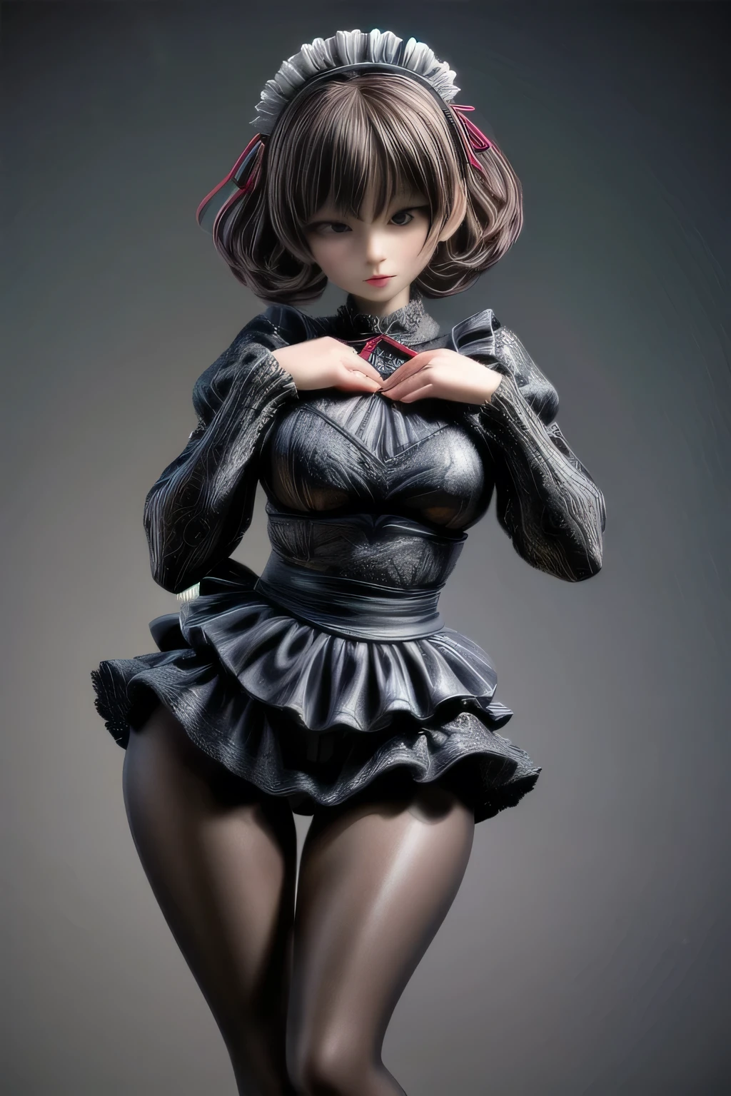 a beautiful japanese milf, maid outfit, short skirt, long sleeve tops, standing, full body shot, detailed face, detailed eyes, detailed lips, beautiful detailed skin, detailed hands, detailed clothing folds, intricate details, (best quality,4k,8k,highres,masterpiece:1.2),ultra-detailed,(realistic,photorealistic,photo-realistic:1.37),studio lighting, extremely detailed, vivid colors, cinematic lighting, elegant, graceful pose, beautiful background, soft bokeh, black pantyhose