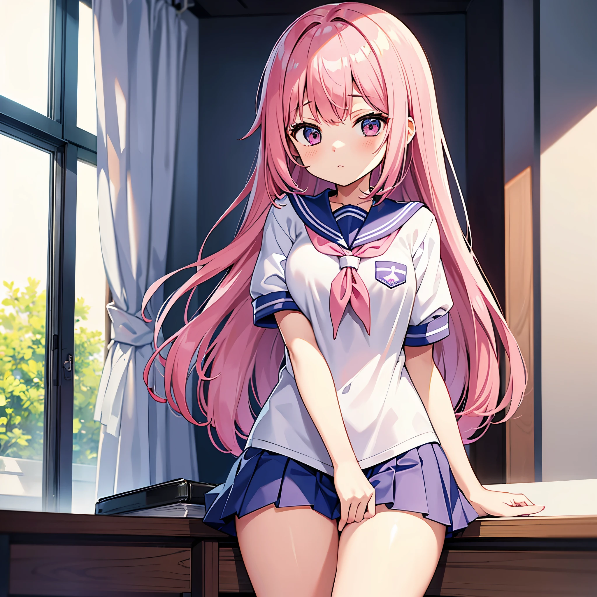 A pink-haired high school girl in a sailor uniform receives a vaccination、A man grabs your arm、Take the syringe and stick it into your upper arm.。.