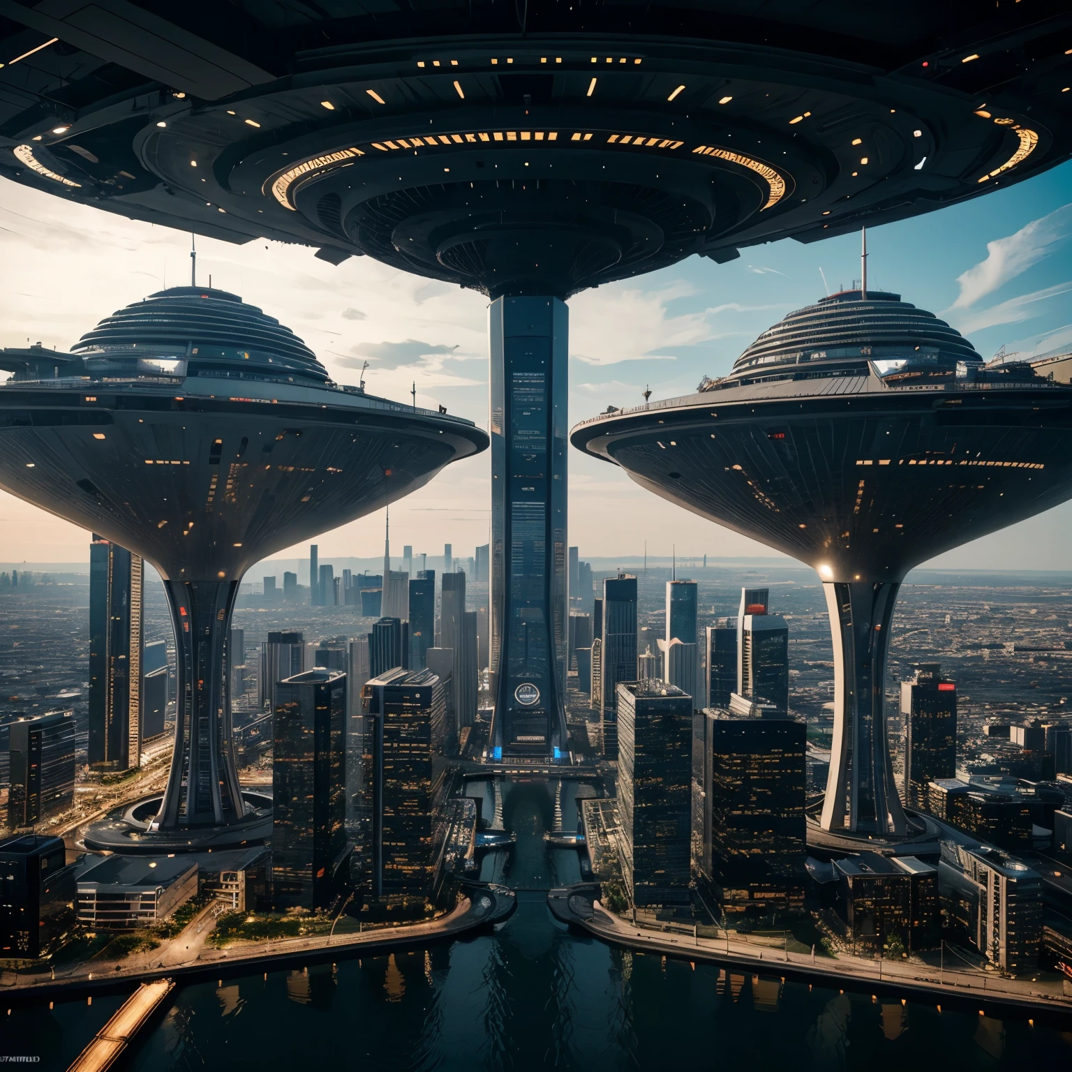 big advanced technological city from the future