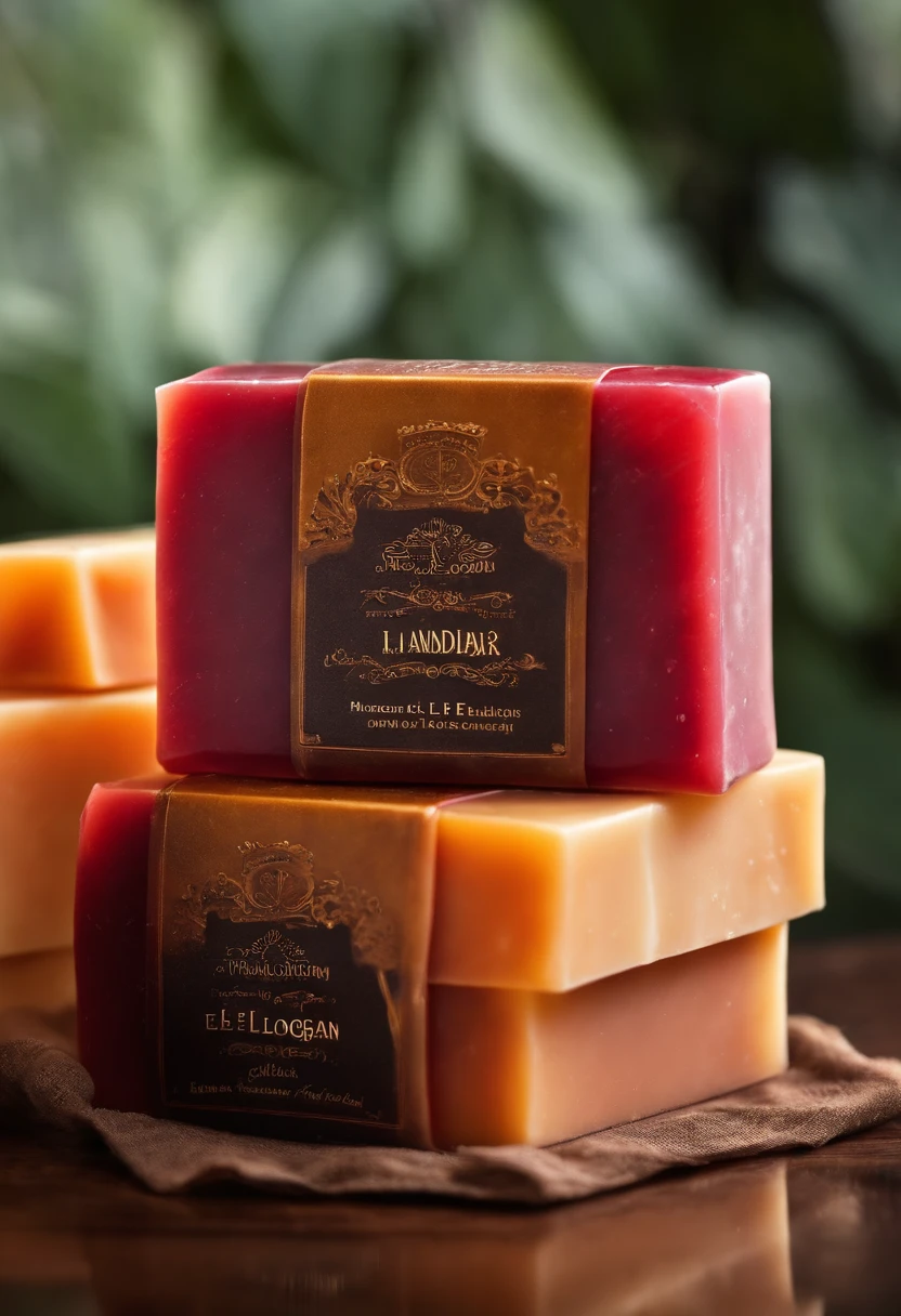 Promotional image of a soap "handmade soap" con el eslogan "el mejor aroma es la felicidad"