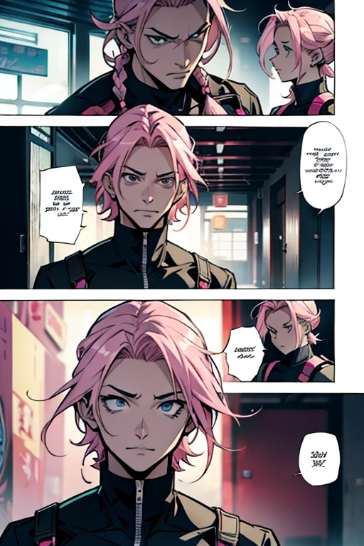   thats evil with pink hair, manga page with panels and dialogue 