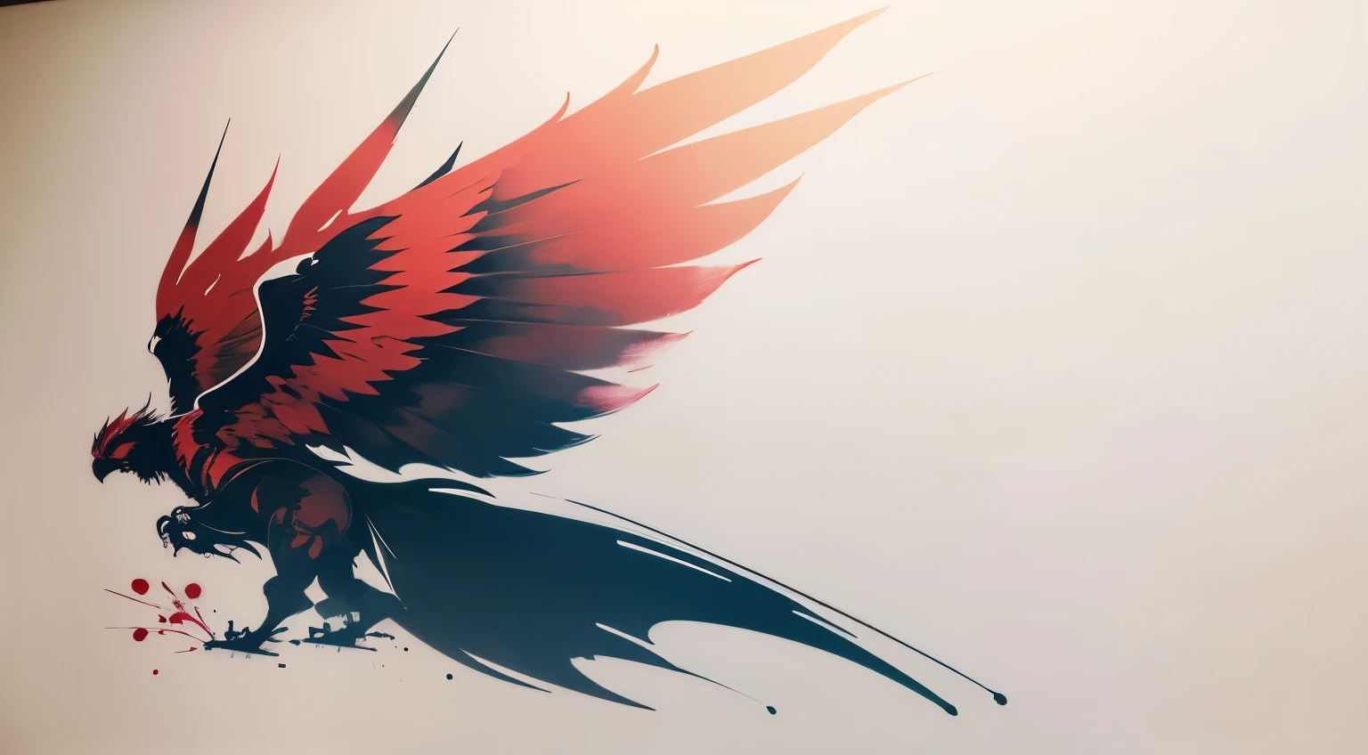 grafitti gundan wing art on big straight white background paper