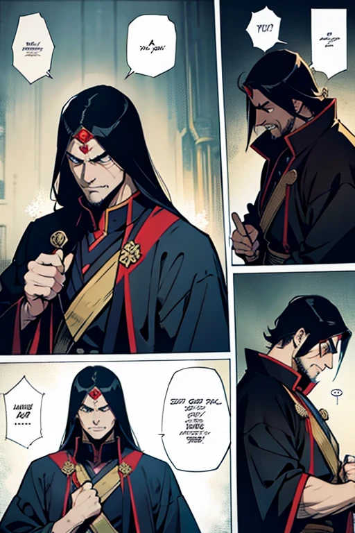 evil, old emperor, manga page with panels and dialogue
