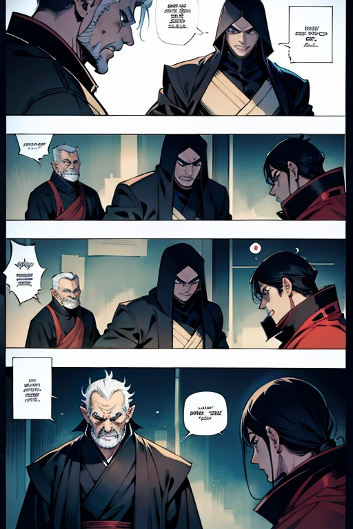 evil, old emperor, manga page with panels and dialogue