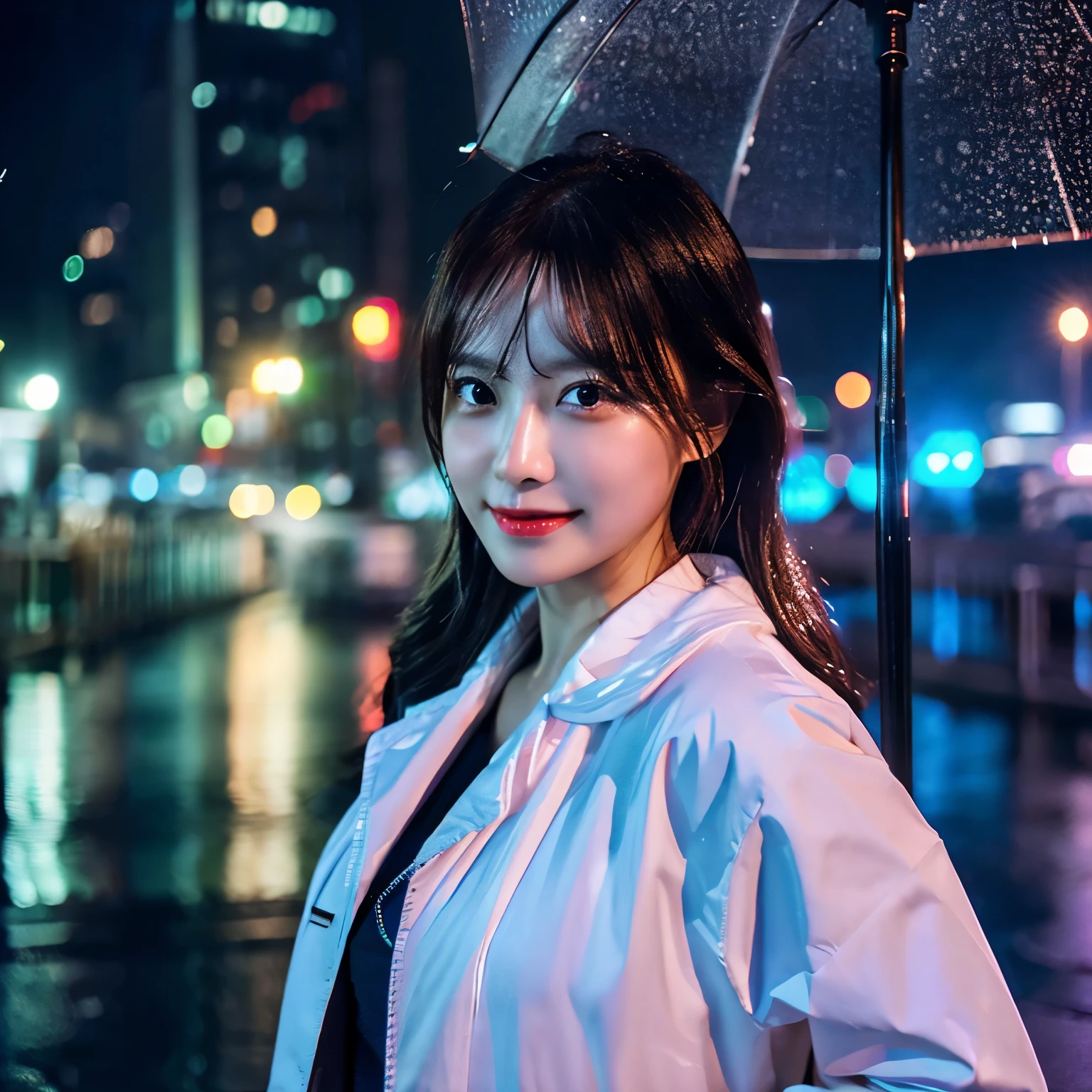 mix4,(8k, RAW photo, best quality, master:1.2), (realistic, photo-realistic:1.37),1girl,cute,cityscape,night,rain,wet,professional lighting,photon mapping,radiosity,physically-based rendering ,