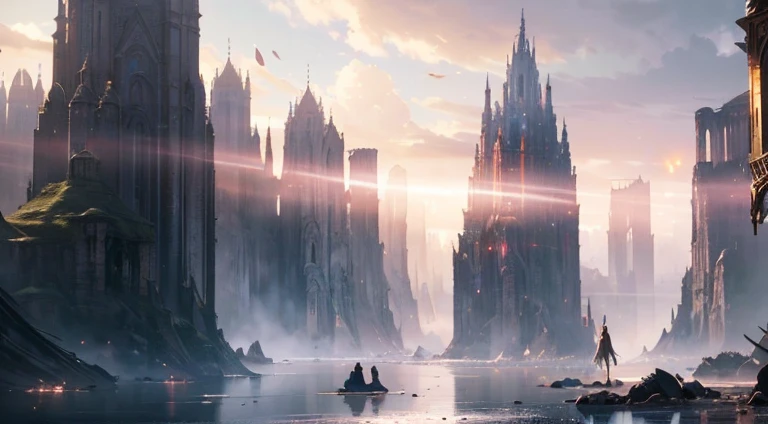(by Greg Rutkowski: 1.2), (ultra-detailed CG unity 8k wallpaper, masterpiece, best quality, beautiful, depth of field, HDR, intricate), delicate, Craft a mesmerizing and otherworldly realm, filled with vivid hues, majestic, and enchanting landscapes, (no human), sharp focus, post processing, impressive