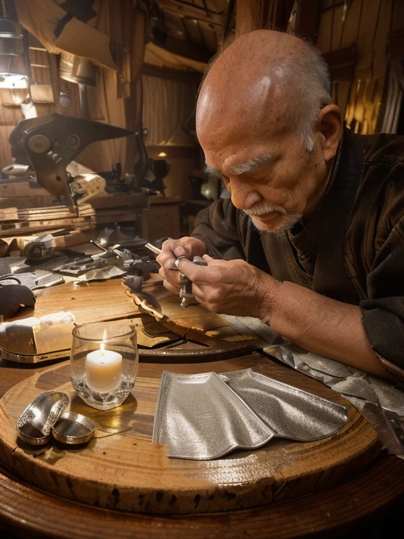 There are some silver pieces on the table