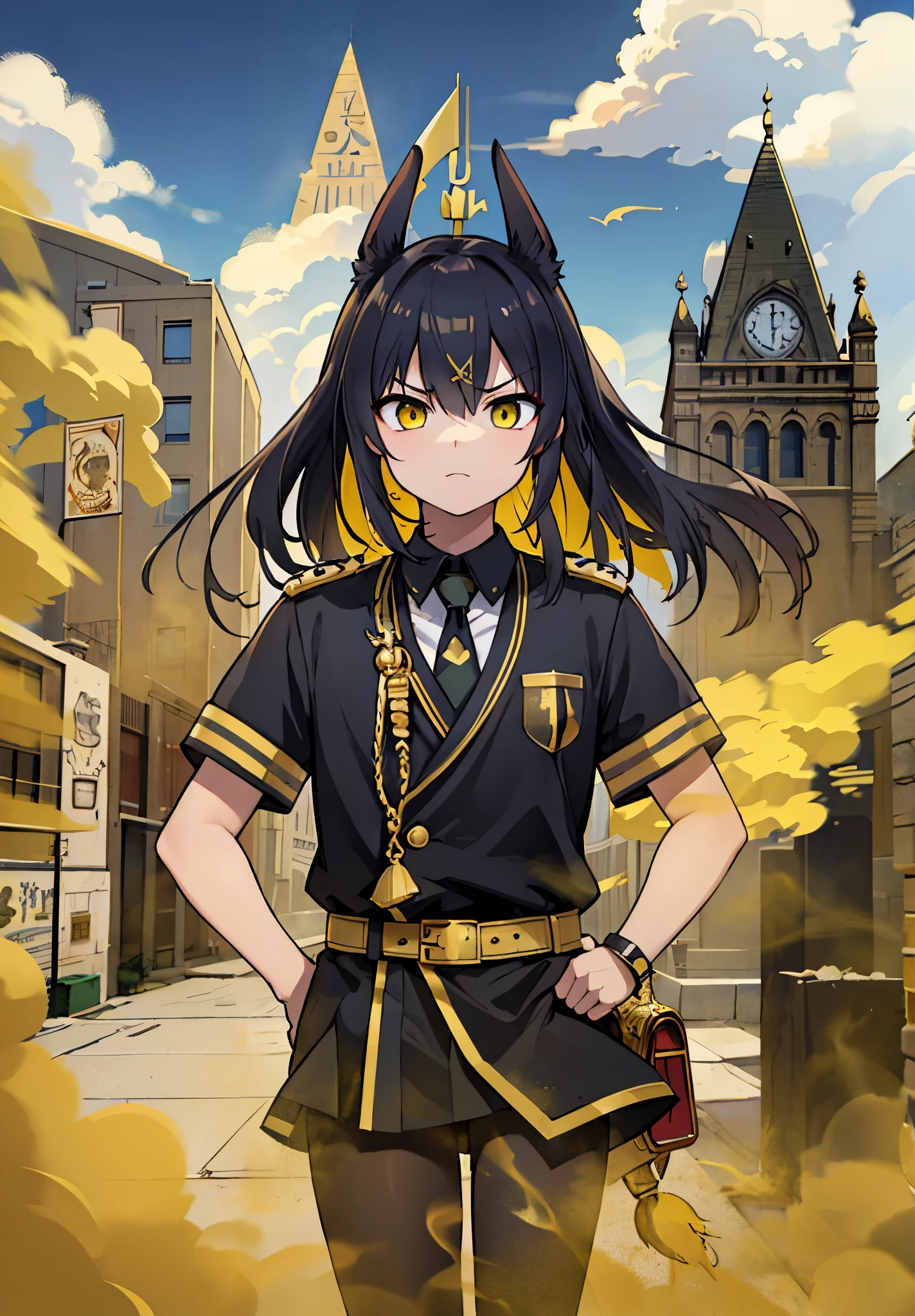 masterpiece, highest quality, (fart, farting, Yellow gas:1.2), ((お尻からのfart)), Yellow smoke, A costumed man stands in front of a building, Ghost Photos, This is Horus, Egyptian God, Good Horus, the Egyptian God, Portrait of Horus, angry Good Horus, Storm Egyptian God, Pharaoh, Egyptian God of wind, Egyptian God, Mystical Horus Valkyrie, Reptile Anubis