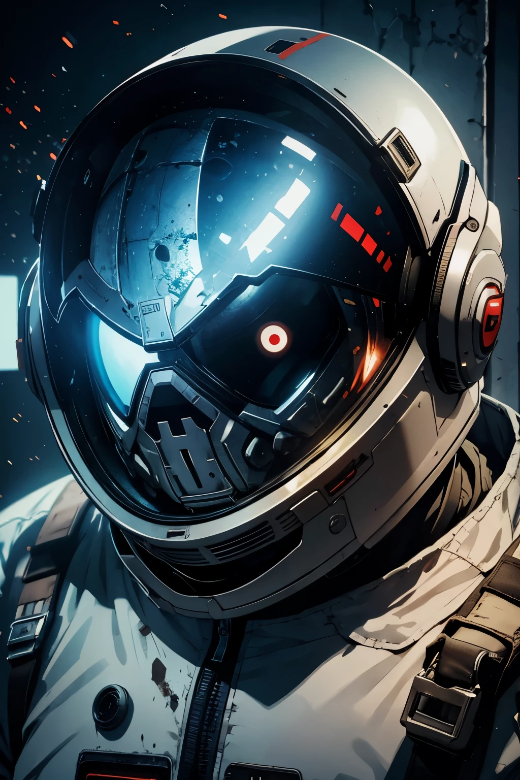 zombie astronaut with broken helmet in anime style 4k high quality
