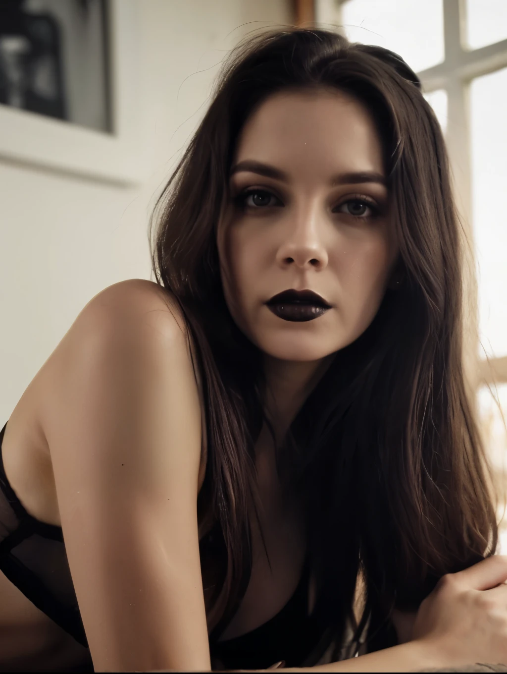 foto de retrato em close de uma linda de 24 anos.oh goth woman, inventar, 8k hd, alta qualidade, dramatic, cinematic