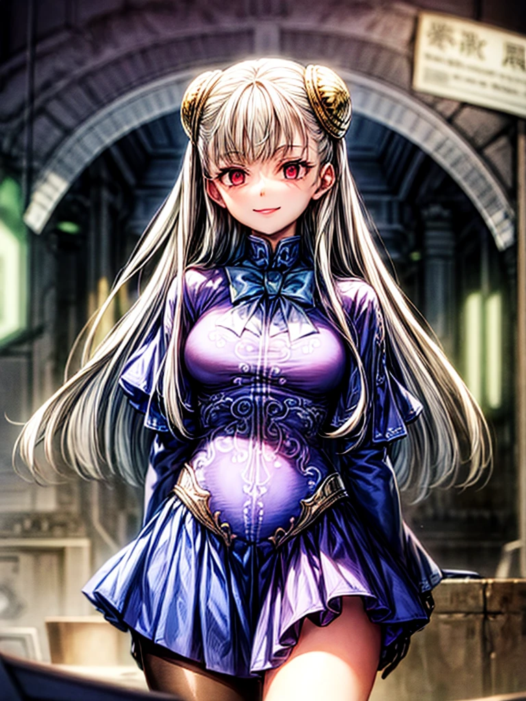 (masterpiece、highest quality、High resolution)、(Inside a futuristic base:1.6),1 girl、alone、Ingrid、Hair Pod、gloves、skirt、pantyhose、bow、dress、 eye、(Wicked Smile:1.4)、Anime Style、Evil Bosses、Trampling、Esbian all over,,empty eyes,Mind Control Devices, stop temporarilys, Obedient_stop temporarily, 