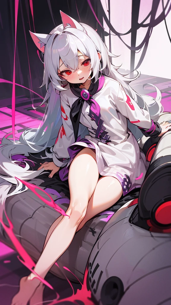 Highest quality I have long hair Gray Hair Sagume Rare God Red eyes Odd Eye kind Cat ear naked ejaculation Masturbation SEX