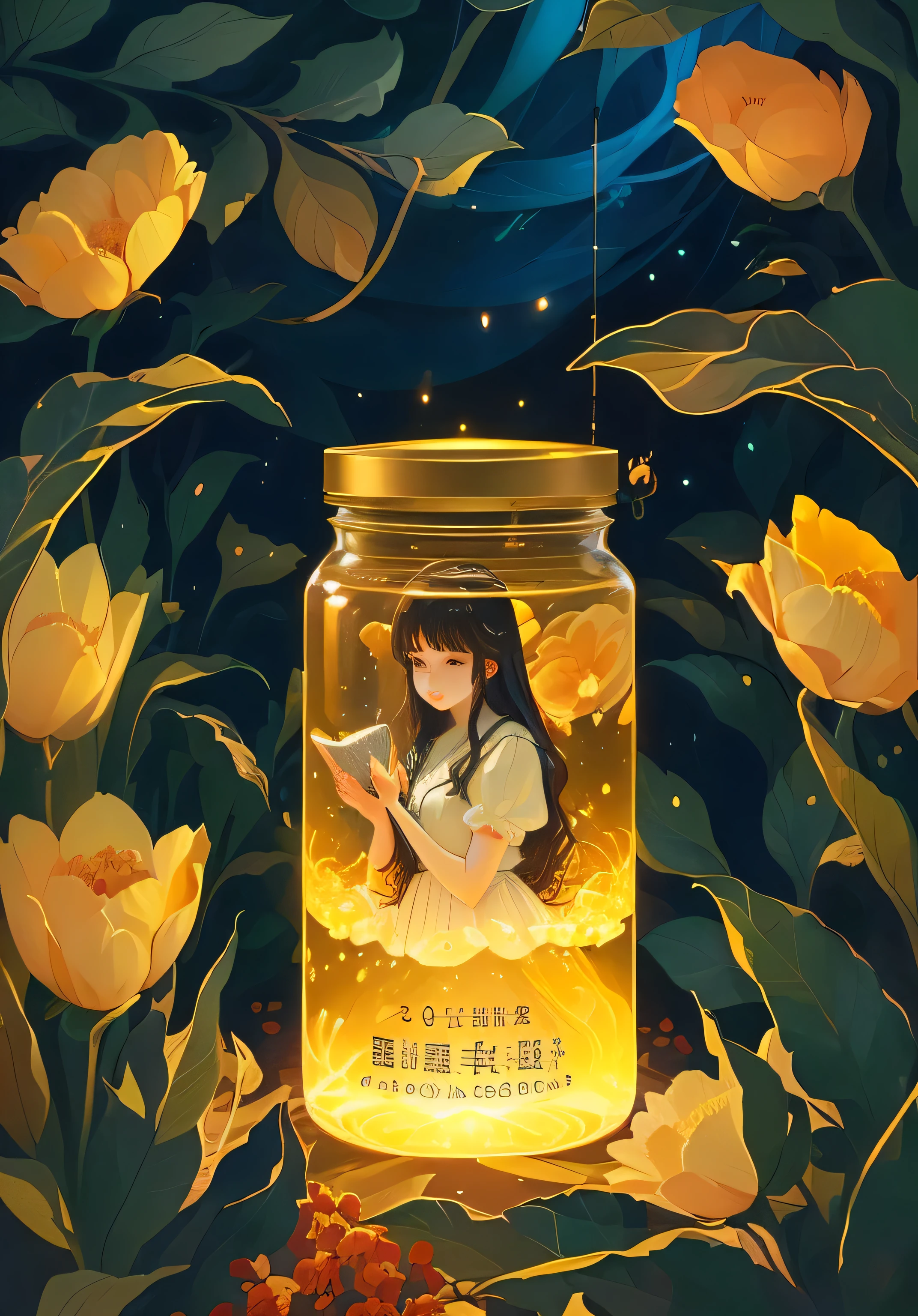 There was a jar of honey,There is a picture of a girl in it, A beautiful artistic illustration, Beautiful digital illustration, Fertility illustration, Beautiful digital illustrations, 2D mask illustration, Lovely and detailed digital art, Stunning digital illustrations, Beautiful illustrations, Low Detail. number, number anime illustration, Beautiful number artwork, Digital illustration style, Portrait of Lofy, number | Wheels within wheels