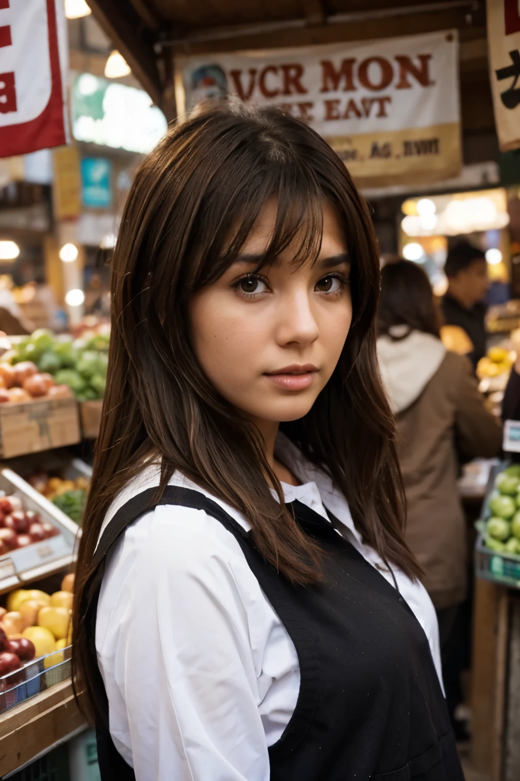Girl Brown Hair Black in Market