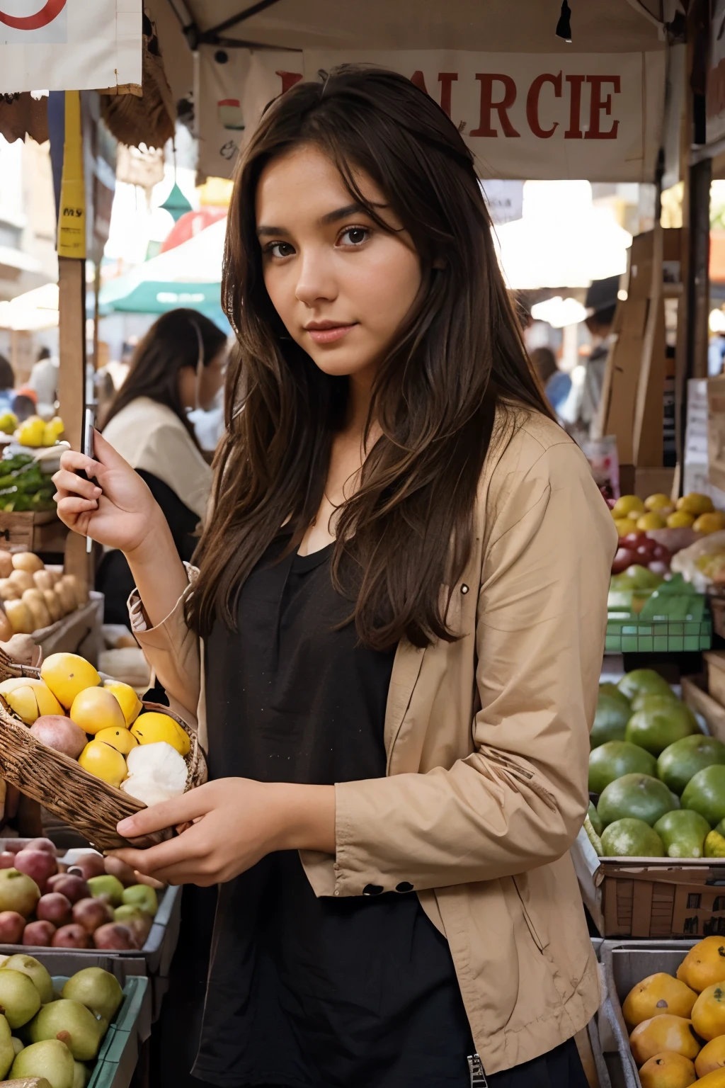 Girl Brown Hair Black in Market