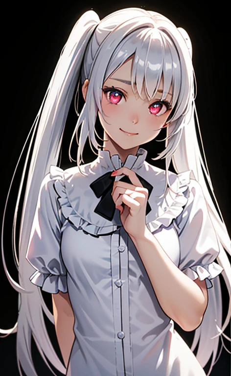 (Photorealistic:1.4)、asuna,(masterpiece、lens flare:1.5、spot light:1.2、Exquisite beautiful eyeonochrome:1.5,portlate、)(looking down at viewer),(from below)
、Cute Face、 3D Face、(pearl white hair:1.5、Straight Hair)、(twintails),(1 Girl)、(Red eyes:1.2)、(cowboy shot)、(crazy smile:1.6),()、 (Cute face:1.2),(small breasts),(),kind face,(white lace frilled gothic lolita),(black background:1.5)、(glowing eyes:1.3)、()、 Neat and clean、Adorable、Slim Body(Tareme:1.5),Shiny Hair、(Glowing pink Skin)、Nijisketch,Manga,zydG