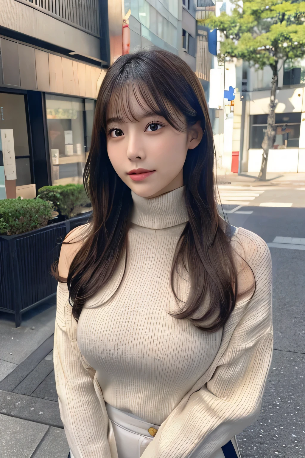 (Colossal tits、Turtleneck knitwear、Shoulder bag)、(top-quality,masterpiece:1.3,超A high resolution,),(ultra-detailliert,Caustics),(Photorealsitic:1.4,RAW shooting,)Ultra-realistic capture,A highly detailed,high-definition16Kfor human skin、 Skin texture is natural、、The skin looks healthy with an even tone、 Use natural light and color,Female in her 30s,japanes,,kawaii,A dark-haired,Middle hair,(depth of fields、chromatic abberation、、Wide range of lighting、Natural Shading、)、(Hair swaying in the wind:1.2)、Streets of Tokyo、 Large Breasts、 Slim Body