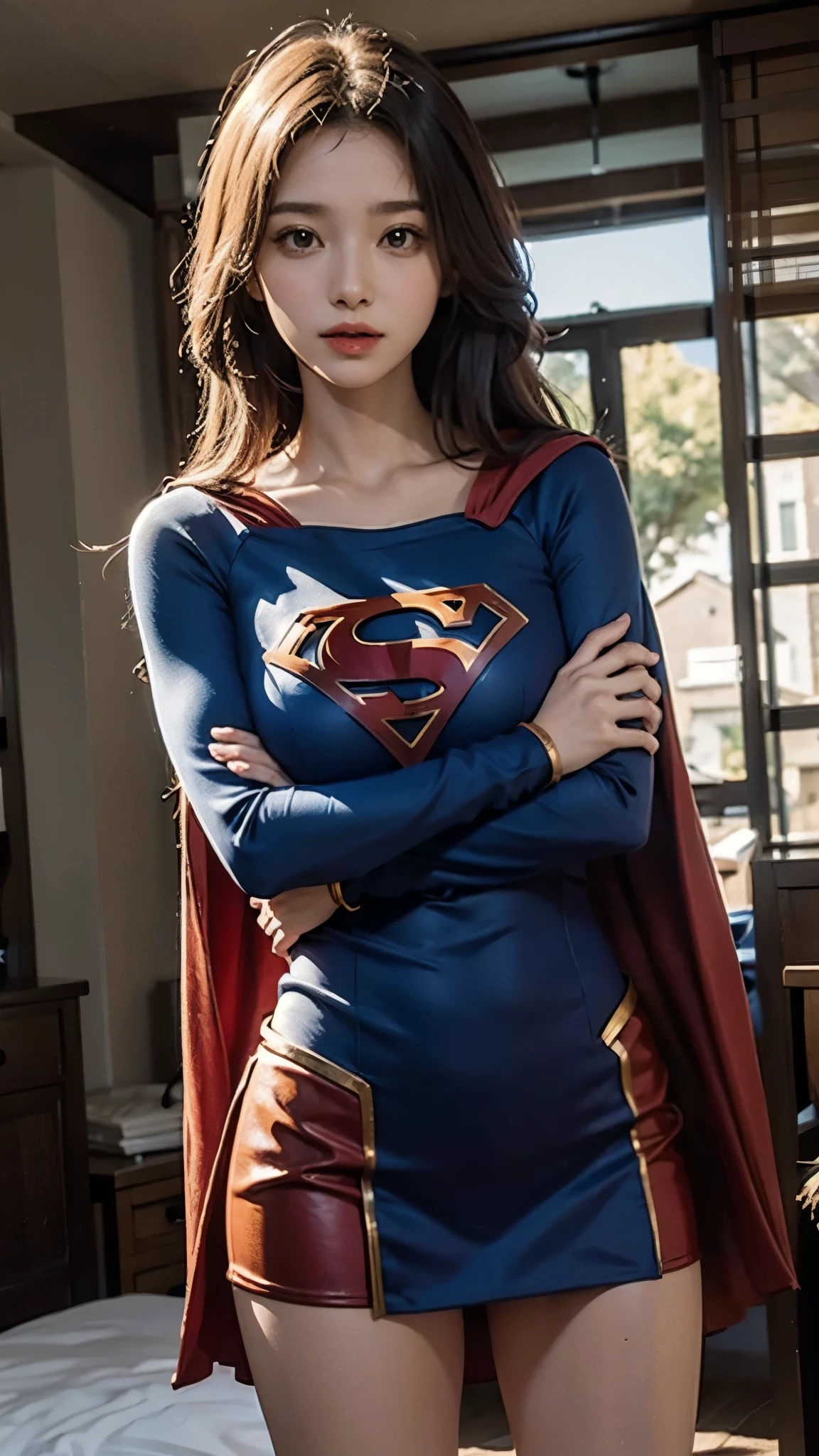 Woman body set big breasts, Supergirl costume dress
