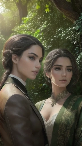 a group portrait of the yaudi, extremely detailed faces, beautiful intricate eyes, stunning lips, sharp focus, high resolution, 8k, photorealistic, masterpiece, professional lighting, natural skin tones, detailed facial features, elegant hairstyles, fashionable attire, warm lighting, soft shadows, atmospheric setting, nature background, lush greenery, serene outdoor scene