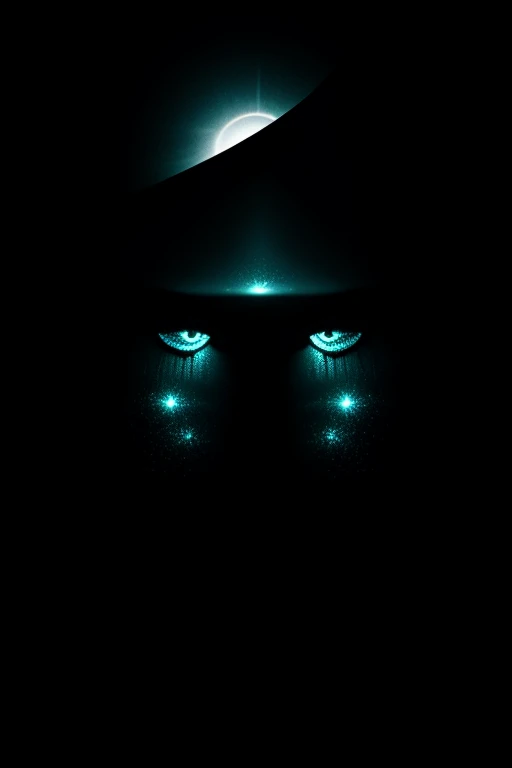 a pair of eyes glowing in the dark night, detailed realistic eyes, high contrast lighting, dramatic chiaroscuro, eerie mysterious atmosphere, cinematic lighting, dark moody tones, fantasy, digital art