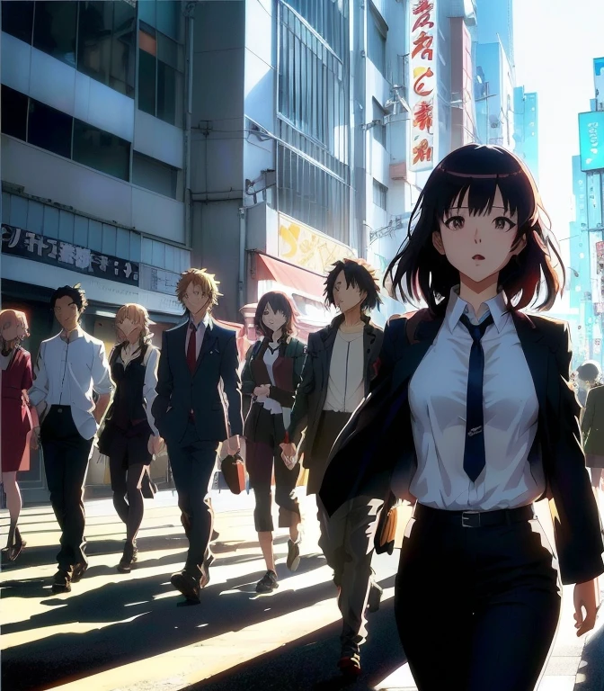 personagens de anime trabalhando em escritorio na cidade cidade, Tokyo anime scene, o anime em destaque de hoje ainda, filme de anime ainda, modern sci-fi anime, kyoto still animation, Ainda do anime de TV, captura de tela do filme de anime, seu nome estilo de filme, cena de filme de anime, official anime from the studio yet, captura de tela do filme de anime, filme de anime ainda filme anime shikishi