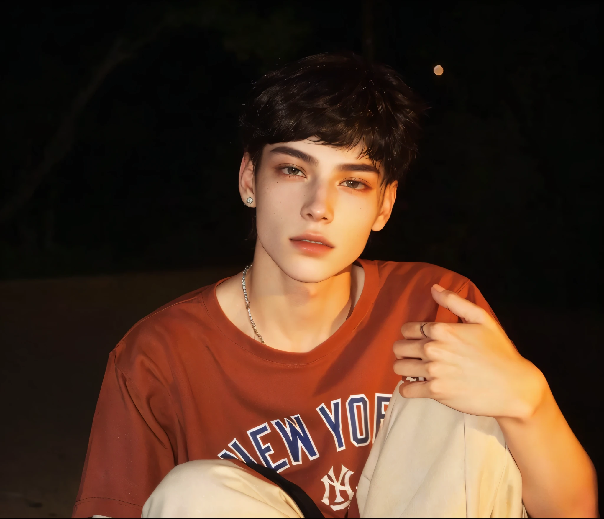 there is a young man sitting on a skateboard in the dark, androgynous person, androgynous face, androgynous male, non-binary model, androgynous, androginia, beautiful androgynous prince, delicate androgynous prince, portrait androgynous girl, beautiful androgynous girl, um non-binary model épico