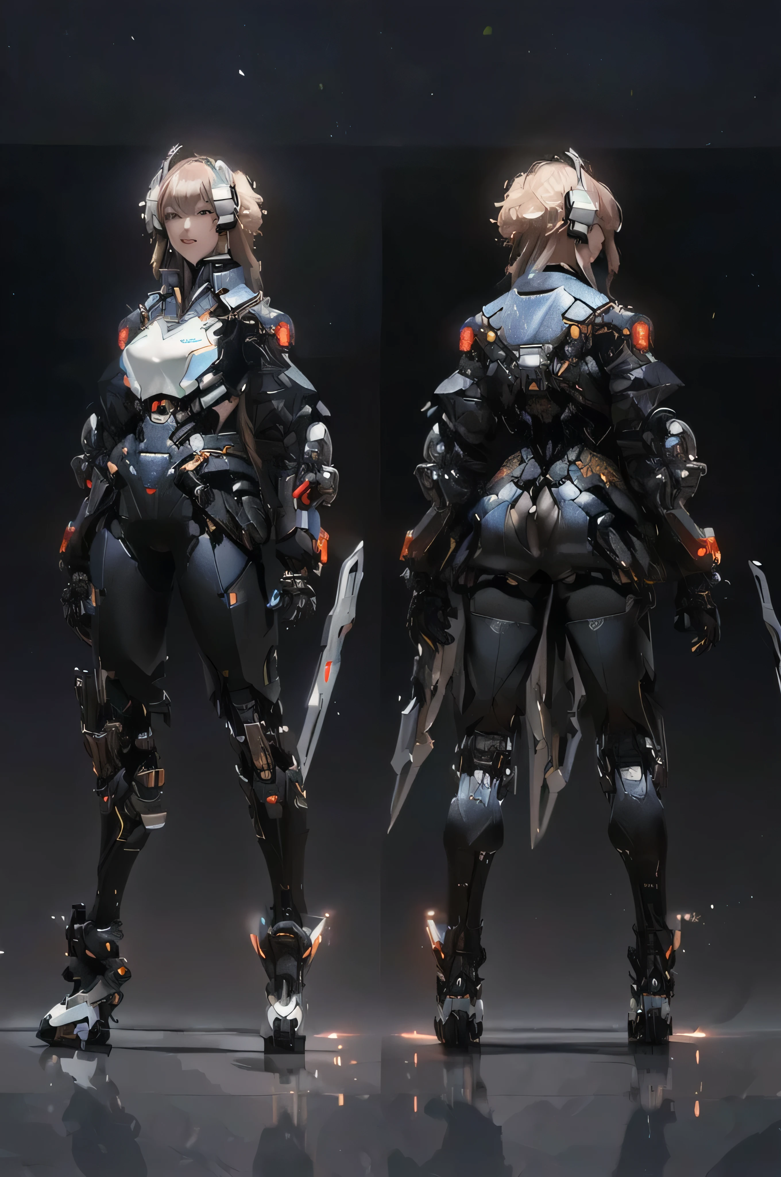 a close up of two images of a woman in a futuristic suit, female mecha, feng zhu concept art, cyberpunk anime girl mech, girl in mecha cyber armor, mechanized soldier girl, concept art | feng zhu, by Russell Dongjun Lu, cyberpunk character design, sci - fi character, mechanized valkyrie girl, cgsociety concept art