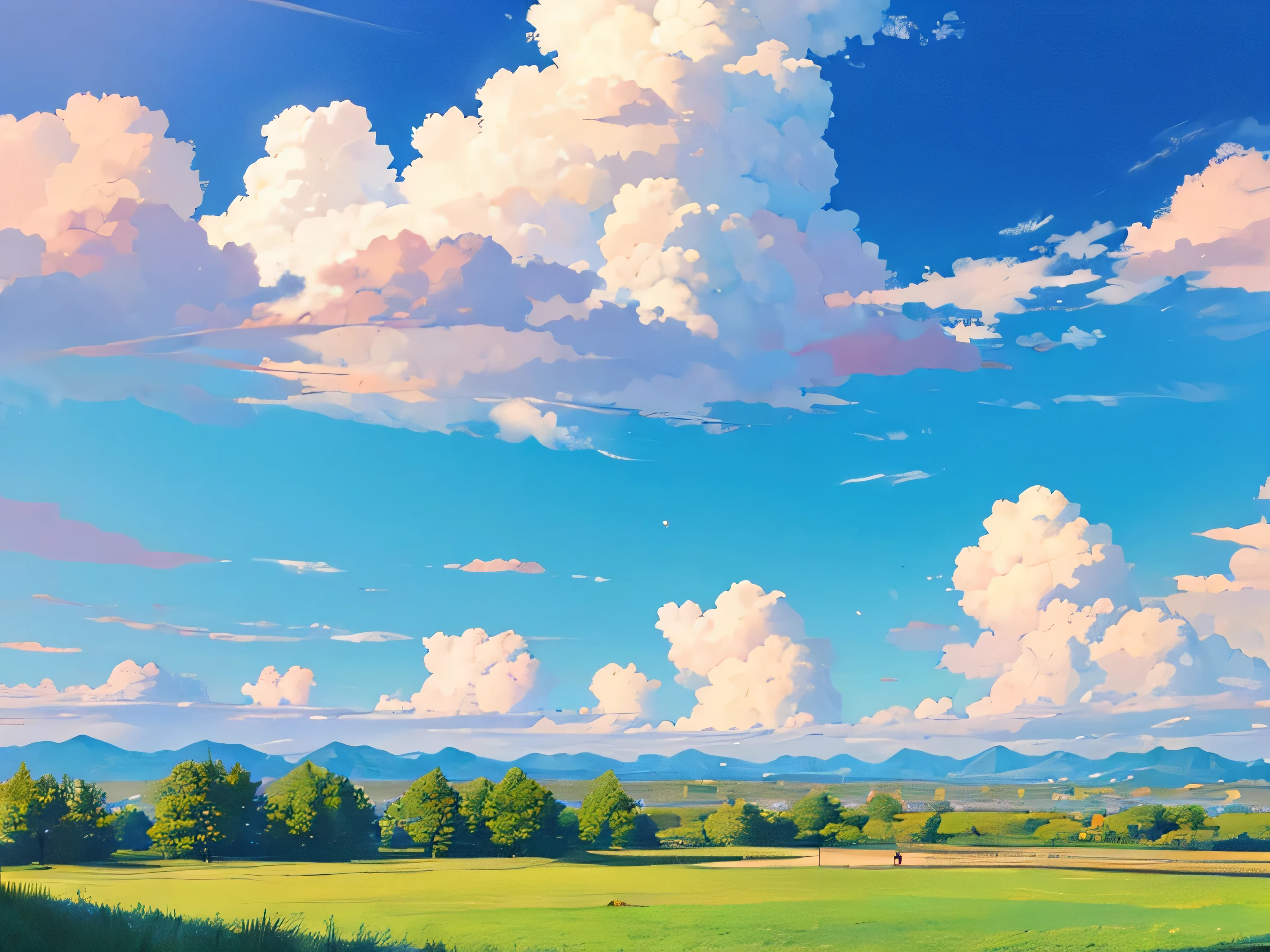 Masterpiece, best quality, high quality, anime style, sky, cloud, sky, no humans, blue sky, cloudy skies, award winning illustration, anime style sky